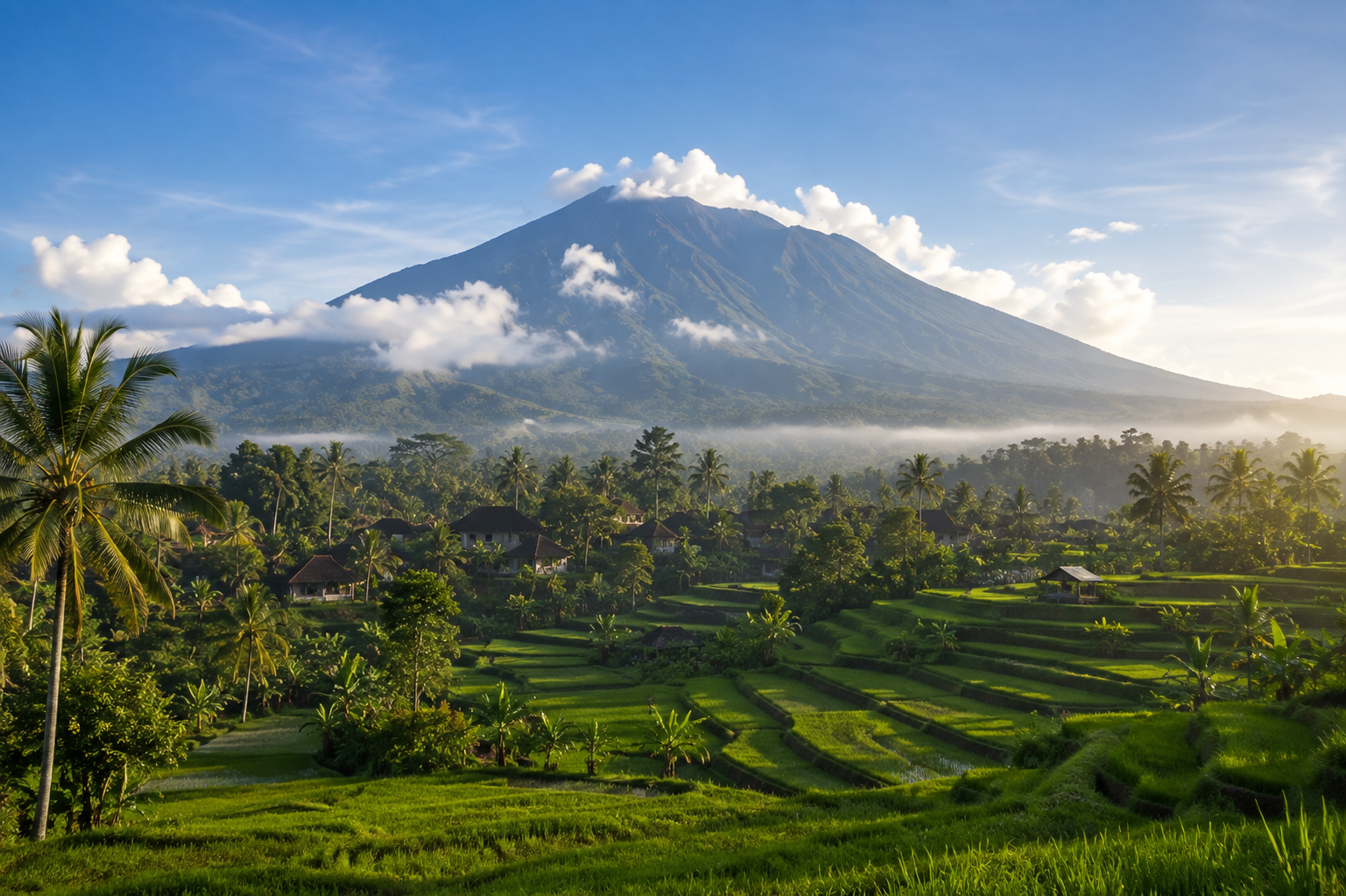 Mount Agung scenic view from Sidemen East Bali