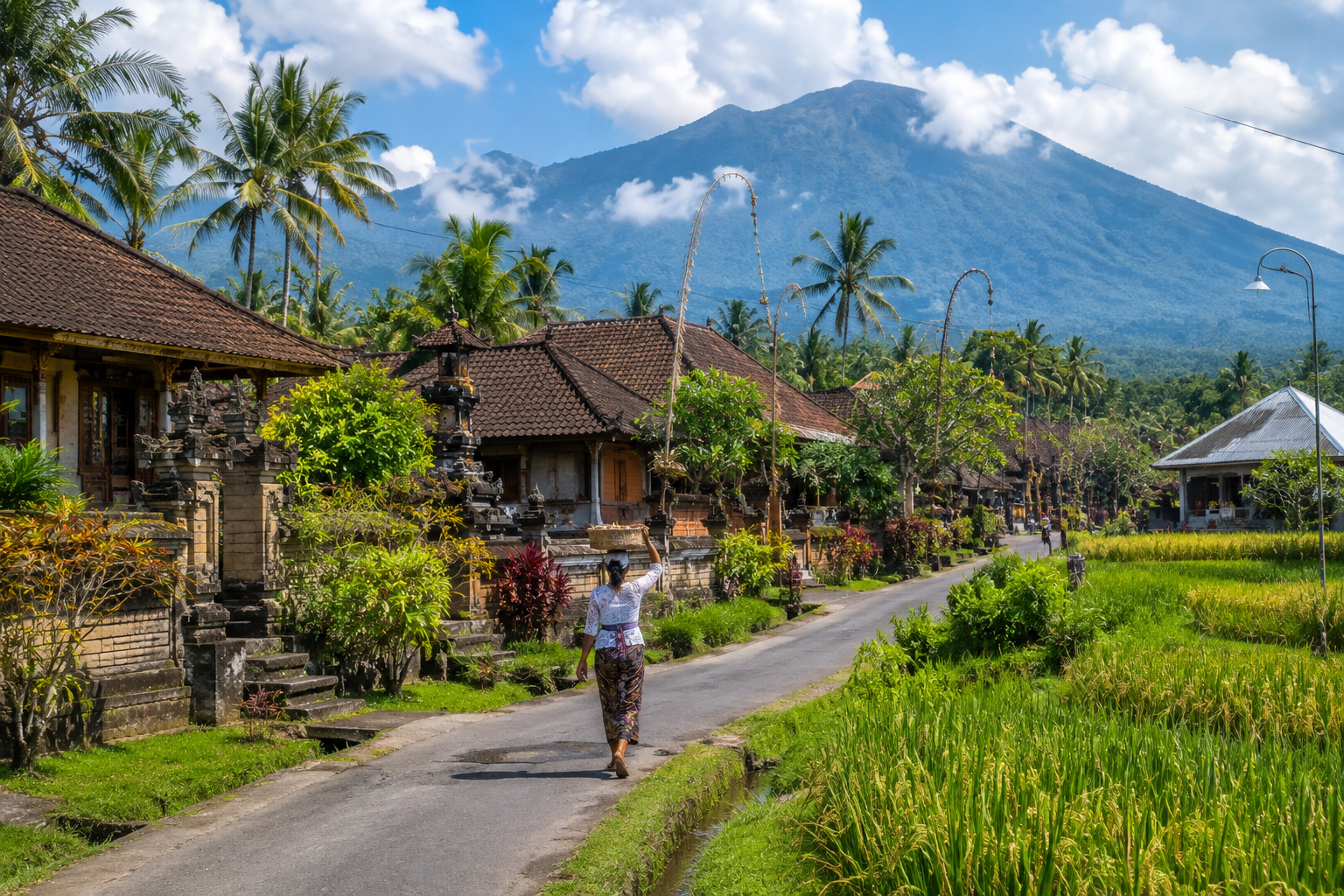 Traditional Balinese Village Sidemen Mount Agung East Bali