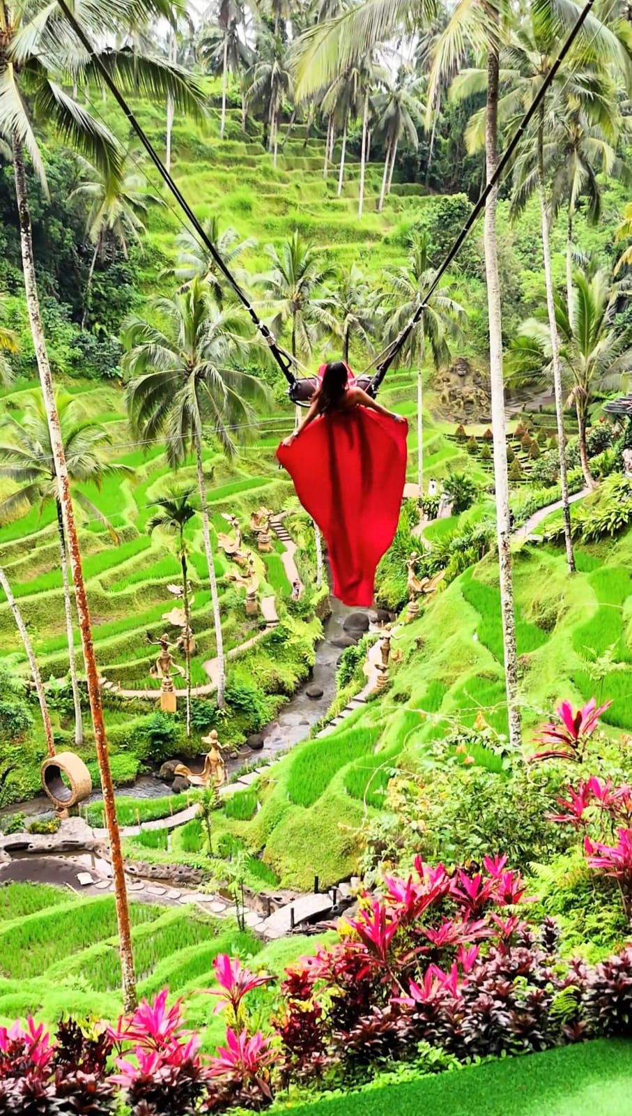 Bali Swing above rice terraces in Ubud